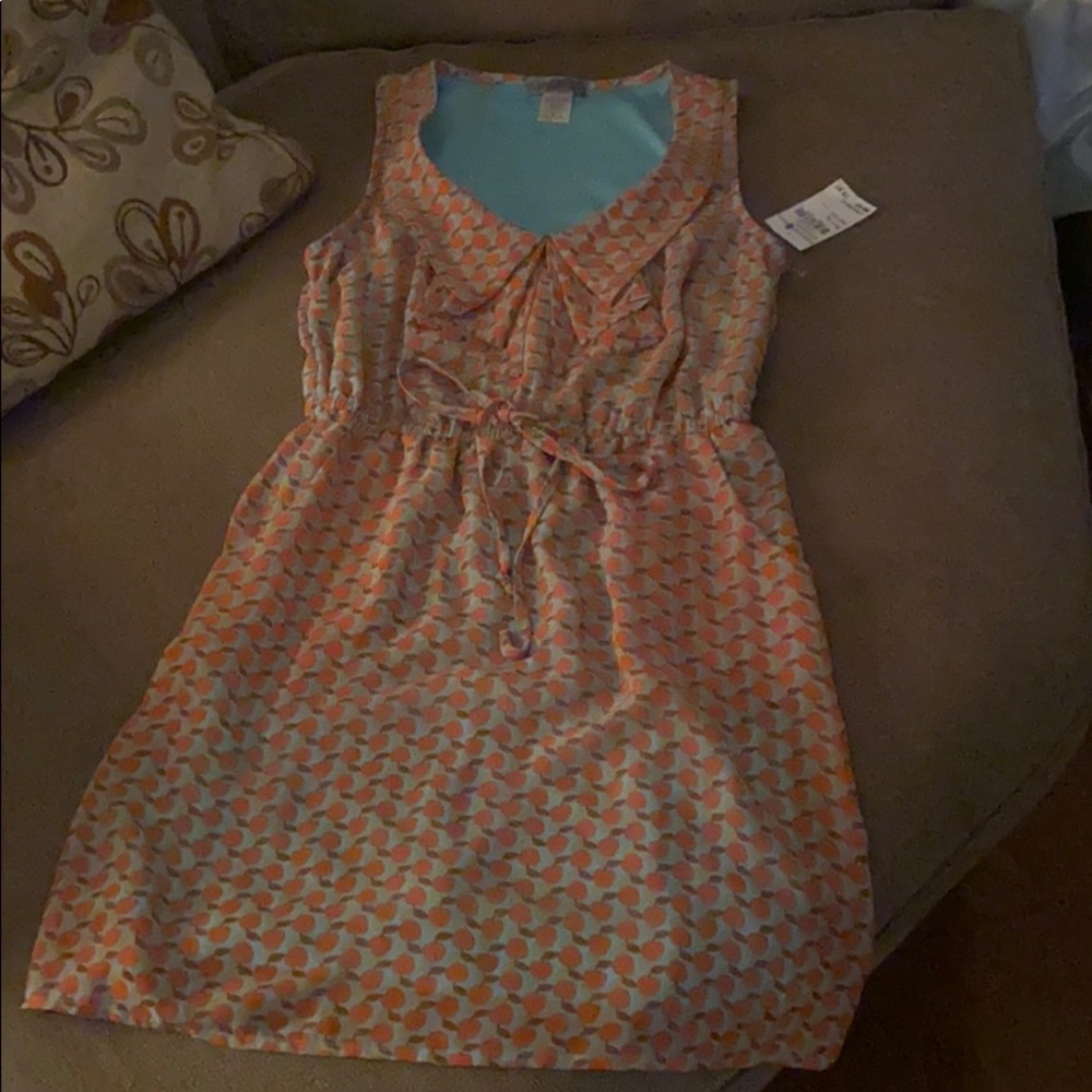 Turquoise dress with apples size medium